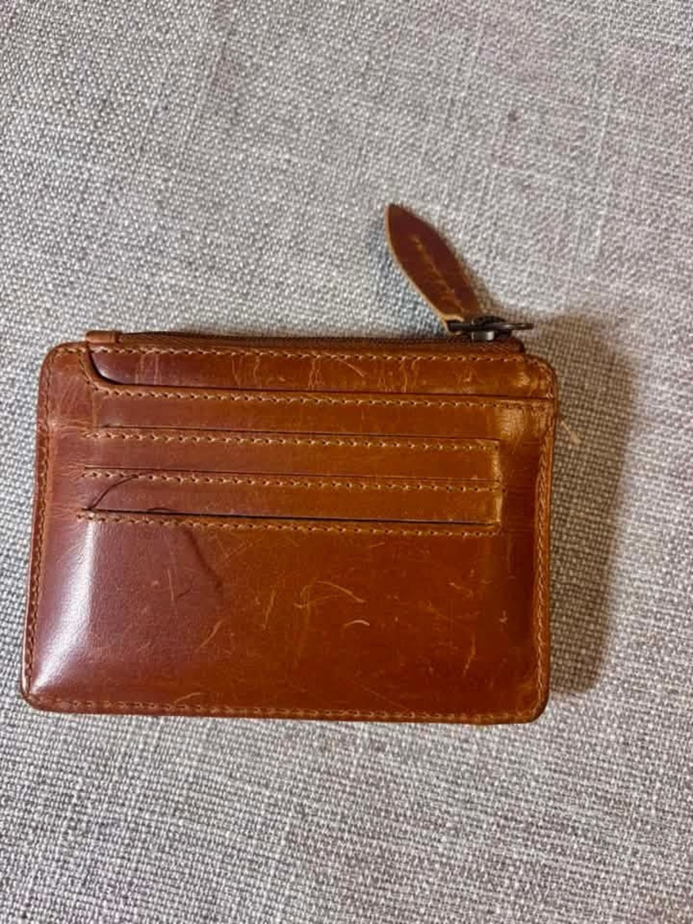 Brown Leather Card Holder with Haircalf Accent - Picture 3 of 3